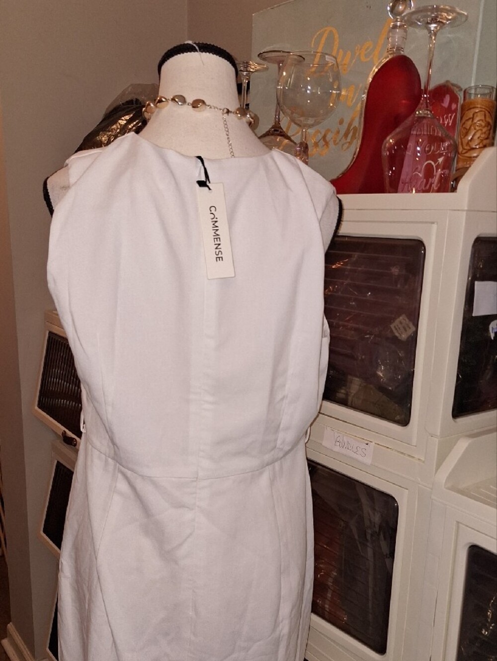 Commense Cream Cotton-Linen Sleeveless Maxi Dress - Picture 8 of 10